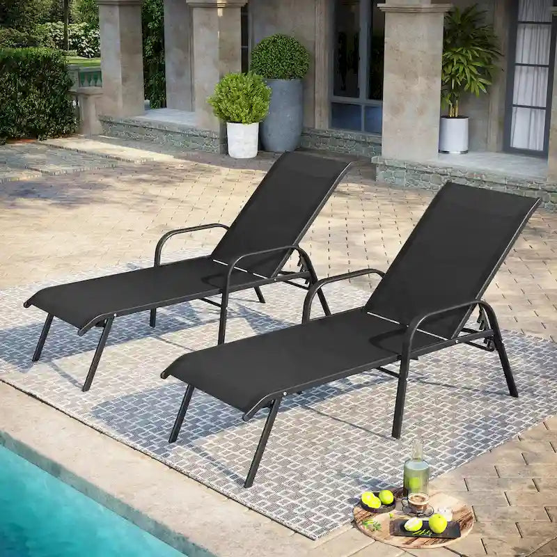 Pellebant 2/4PCS Outdoor Adjustable Patio Chaise Lounge Chairs