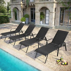 Pellebant 2/4PCS Outdoor Adjustable Patio Chaise Lounge Chairs