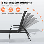 Pellebant 2/4PCS Outdoor Adjustable Patio Chaise Lounge Chairs