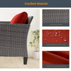 LIVOOSUN 9Pcs Patio Sofa Set Gray PE Wicker Outdoor Furniture Ottomans w/Table
