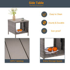 LIVOOSUN 9Pcs Patio Sofa Set Gray PE Wicker Outdoor Furniture Ottomans w/Table