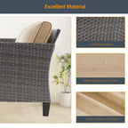 LIVOOSUN 9Pcs Patio Sofa Set Gray PE Wicker Outdoor Furniture Ottomans w/Table