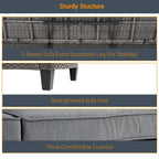 LIVOOSUN 9Pcs Patio Sofa Set Gray PE Wicker Outdoor Furniture Ottomans w/Table
