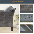 LIVOOSUN 9Pcs Patio Sofa Set Gray PE Wicker Outdoor Furniture Ottomans w/Table