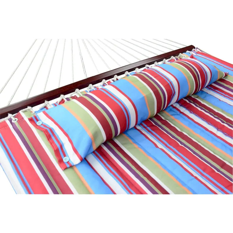 Hammock with Stand & Spreader Bars and Detachable Pillow, Heavy Duty, 450 Pound Capacity for Indoor/Outdoor (Blue Red)