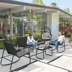 Moasis 4-Piece Outdoor Patio Textline Conversation Set with Glass Table