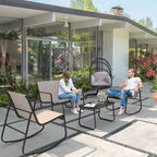 Moasis 4-Piece Outdoor Patio Textline Conversation Set with Glass Table