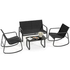 Moasis 4-Piece Outdoor Patio Textline Conversation Set with Glass Table