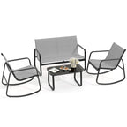 Moasis 4-Piece Outdoor Patio Textline Conversation Set with Glass Table