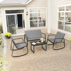 Moasis 4-Piece Outdoor Patio Textline Conversation Set with Glass Table