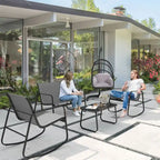Moasis 4-Piece Outdoor Patio Textline Conversation Set with Glass Table