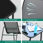 Moasis 4-Piece Outdoor Patio Textline Conversation Set with Glass Table