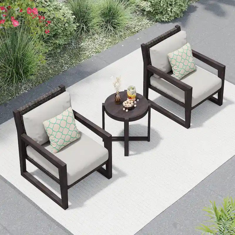 Corvus Augusta 3-piece Outdoor Chat Set with Sunbrella Pillows