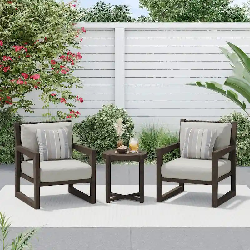 Corvus Augusta 3-piece Outdoor Chat Set with Sunbrella Pillows