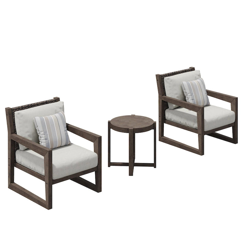 Corvus Augusta 3-piece Outdoor Chat Set with Sunbrella Pillows