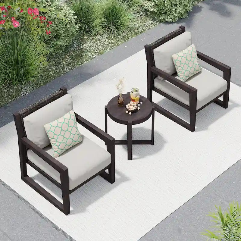 Corvus Augusta 3-piece Outdoor Chat Set with Sunbrella Pillows