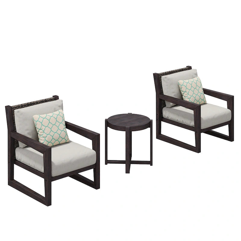 Corvus Augusta 3-piece Outdoor Chat Set with Sunbrella Pillows