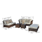 Corvus Oreanne 8-piece Brown Wicker Sectional Patio Furniture Set