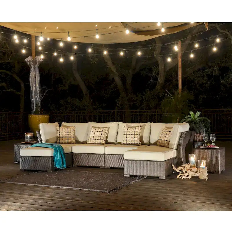 Corvus Oreanne 8-piece Brown Wicker Sectional Patio Furniture Set