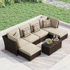 Corvus Oreanne 8-piece Brown Wicker Sectional Patio Furniture Set