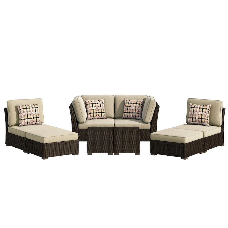 Corvus Oreanne 8-piece Brown Wicker Sectional Patio Furniture Set