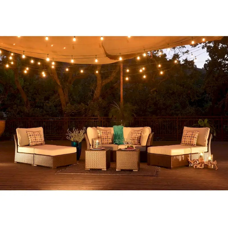 Corvus Oreanne 8-piece Brown Wicker Sectional Patio Furniture Set