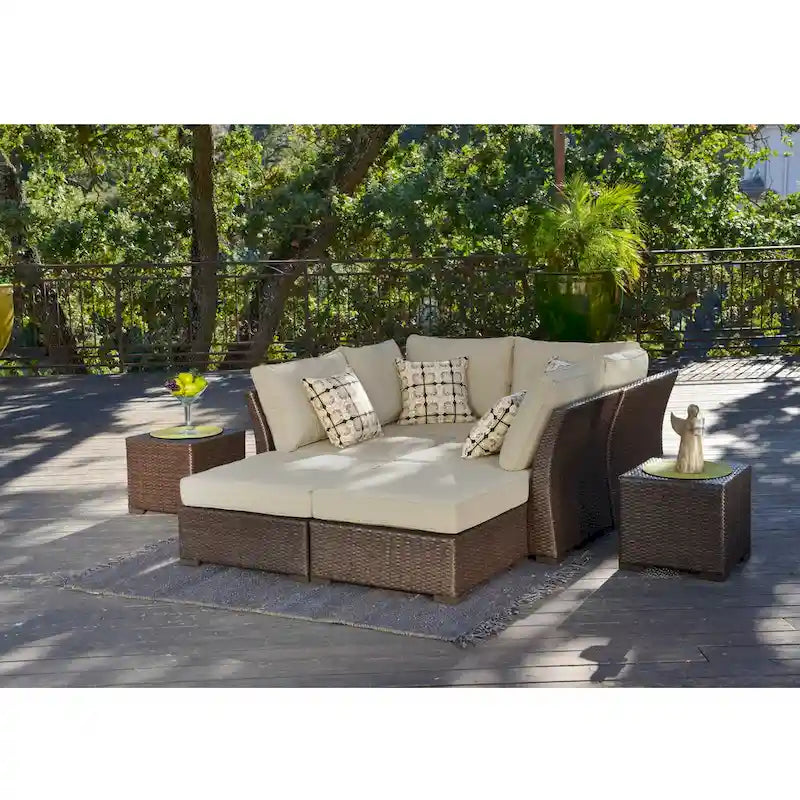 Corvus Oreanne 8-piece Brown Wicker Sectional Patio Furniture Set
