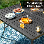 MAISON ARTS 9 Pieces Patio Dining Set, 60 Inch Square Metal Table and Rattan Dining Chairs