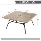 MAISON ARTS 9 Pieces Patio Dining Set, 60 Inch Square Metal Table and Rattan Dining Chairs