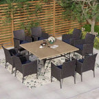 MAISON ARTS 9 Pieces Patio Dining Set, 60 Inch Square Metal Table and Rattan Dining Chairs