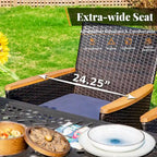 MAISON ARTS 9 Pieces Patio Dining Set, 60 Inch Square Metal Table and Rattan Dining Chairs