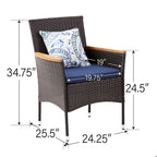 MAISON ARTS 9 Pieces Patio Dining Set, 60 Inch Square Metal Table and Rattan Dining Chairs