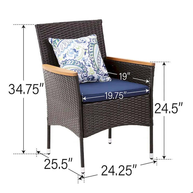 MAISON ARTS 9 Pieces Patio Dining Set, 60 Inch Square Metal Table and Rattan Dining Chairs