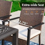 MAISON ARTS 9 Pieces Patio Dining Set, 60 Inch Square Metal Table and Rattan Dining Chairs