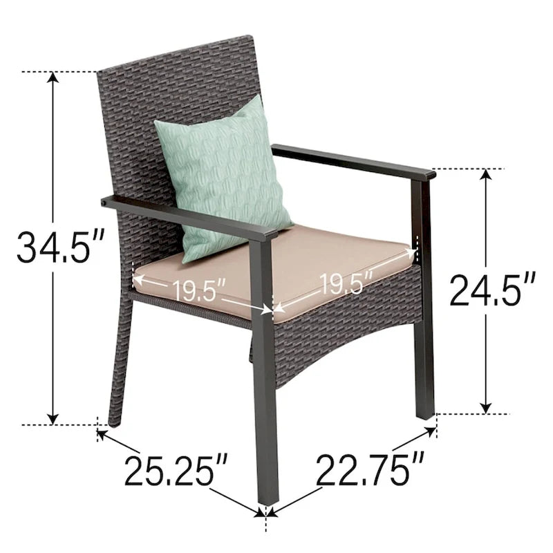 MAISON ARTS 9 Pieces Patio Dining Set, 60 Inch Square Metal Table and Rattan Dining Chairs