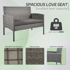 4 Piece Patio Conversation Wicker Furniture Set, Outdoor Rattan Sectional Furniture Set With Cushions for Yard Garden