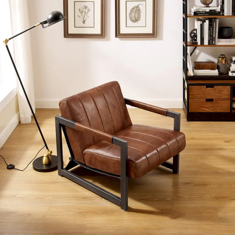 Genuine Leather Lounge Accent Arm Chair