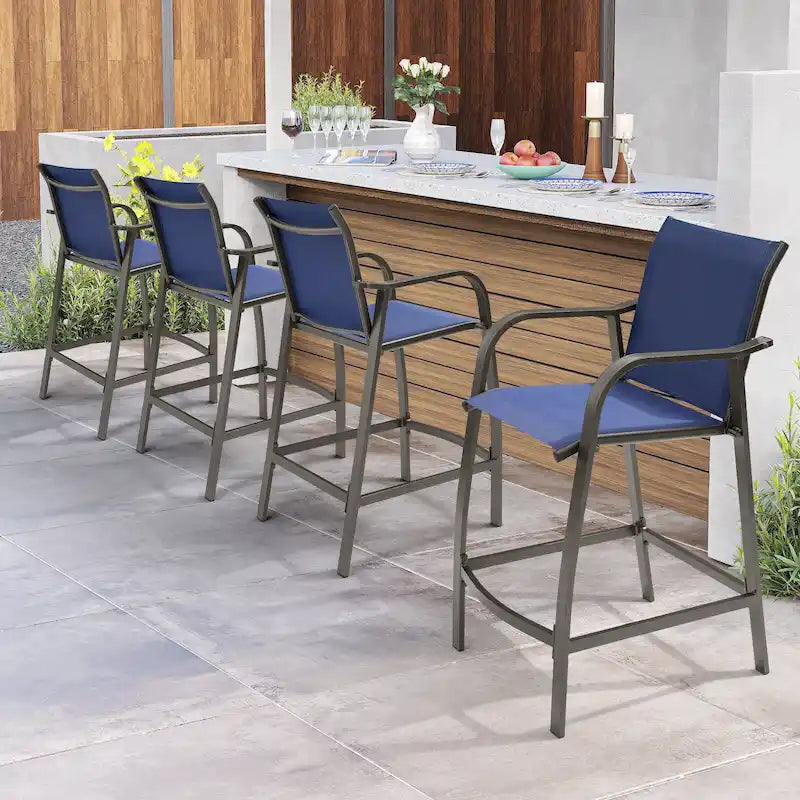 Pellebant 4PCS Outdoor Counter Height Patio Bar Stools Chairs - 21.7widex25.6deepx43.7high