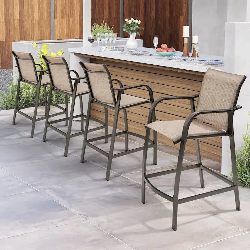 Pellebant 4PCS Outdoor Counter Height Patio Bar Stools Chairs - 21.7widex25.6deepx43.7high
