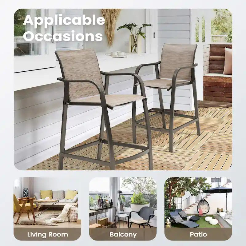 Pellebant 4PCS Outdoor Counter Height Patio Bar Stools Chairs - 21.7widex25.6deepx43.7high