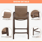 Pellebant 4PCS Outdoor Counter Height Patio Bar Stools Chairs - 21.7widex25.6deepx43.7high