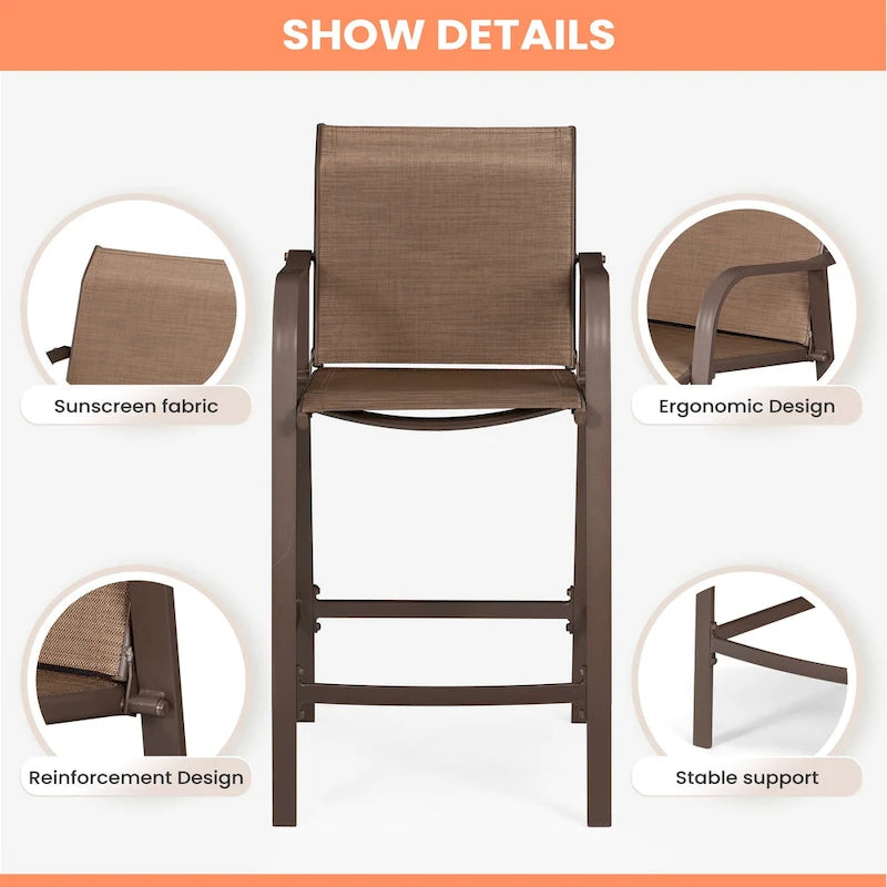 Pellebant 4PCS Outdoor Counter Height Patio Bar Stools Chairs - 21.7widex25.6deepx43.7high