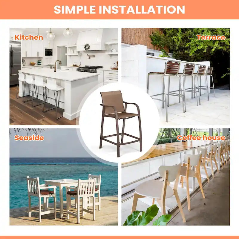 Pellebant 4PCS Outdoor Counter Height Patio Bar Stools Chairs - 21.7widex25.6deepx43.7high