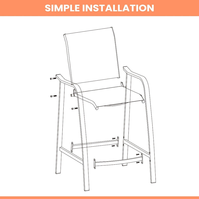 Pellebant 4PCS Outdoor Counter Height Patio Bar Stools Chairs - 21.7widex25.6deepx43.7high