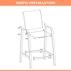 Pellebant 4PCS Outdoor Counter Height Patio Bar Stools Chairs - 21.7widex25.6deepx43.7high