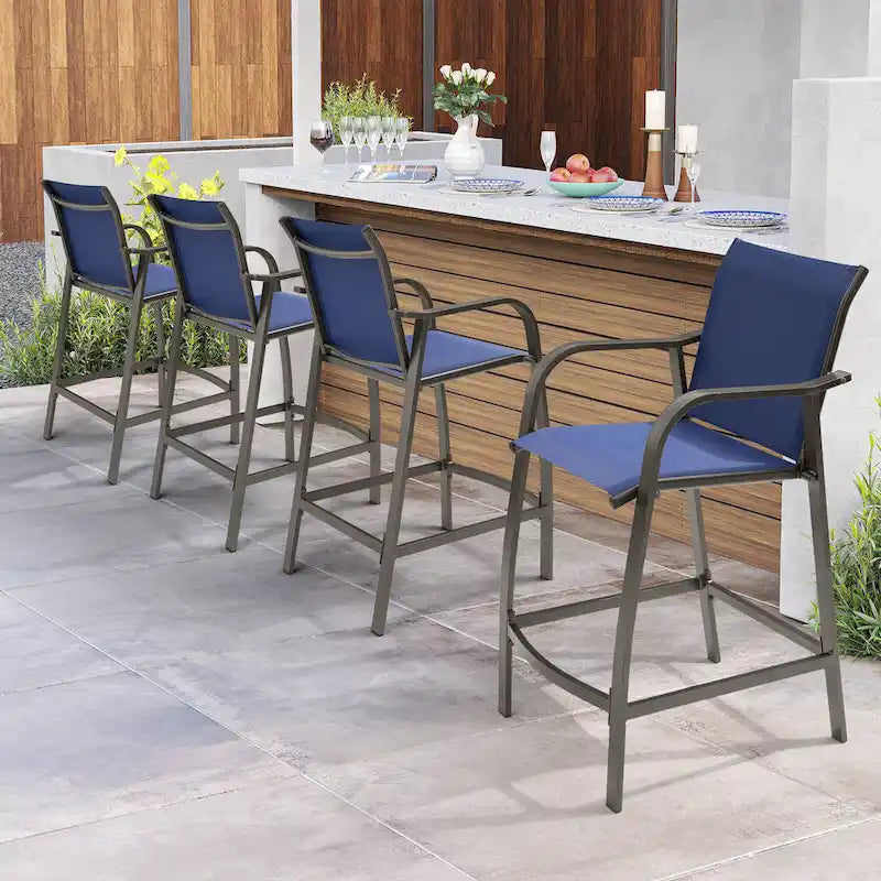 Pellebant 4PCS Outdoor Counter Height Patio Bar Stools Chairs - 21.7widex25.6deepx43.7high
