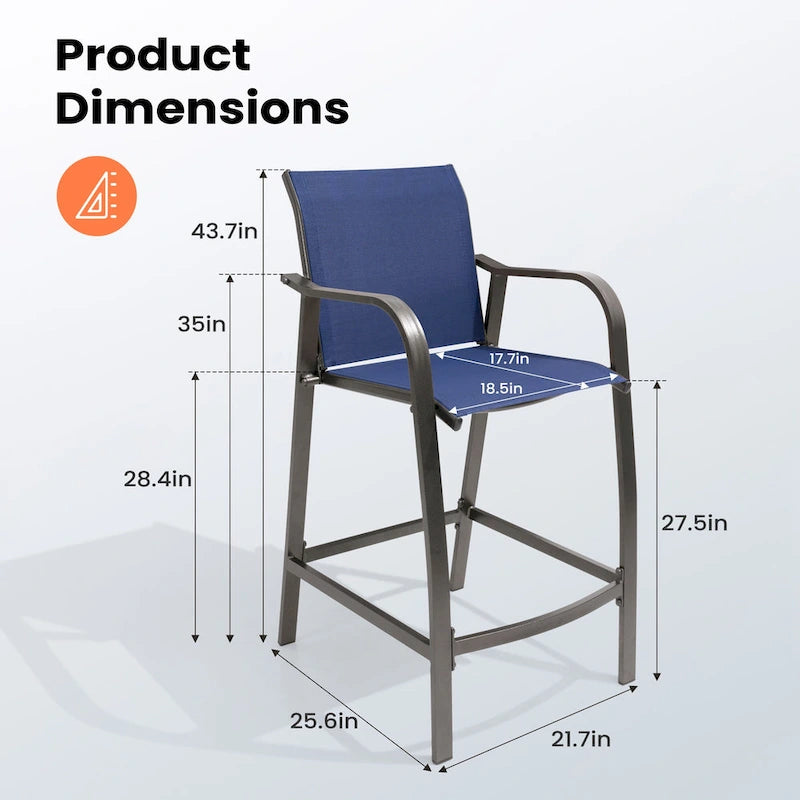 Pellebant 4PCS Outdoor Counter Height Patio Bar Stools Chairs - 21.7widex25.6deepx43.7high