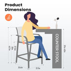 Pellebant 4PCS Outdoor Counter Height Patio Bar Stools Chairs - 21.7widex25.6deepx43.7high