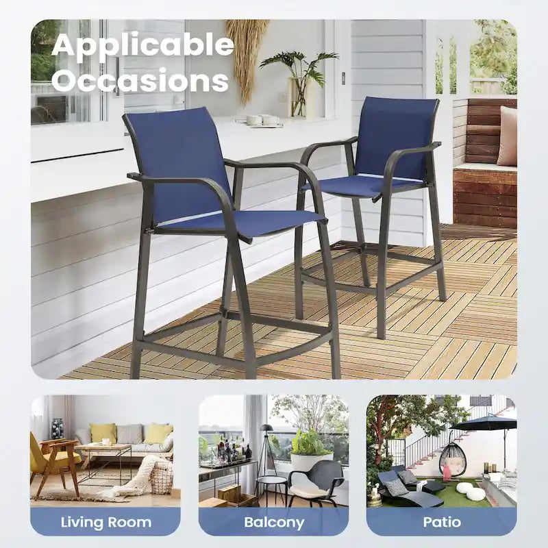 Pellebant 4PCS Outdoor Counter Height Patio Bar Stools Chairs - 21.7widex25.6deepx43.7high