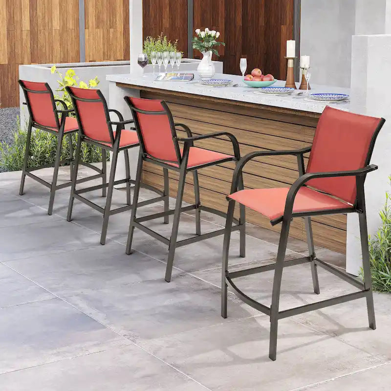 Pellebant 4PCS Outdoor Counter Height Patio Bar Stools Chairs - 21.7widex25.6deepx43.7high
